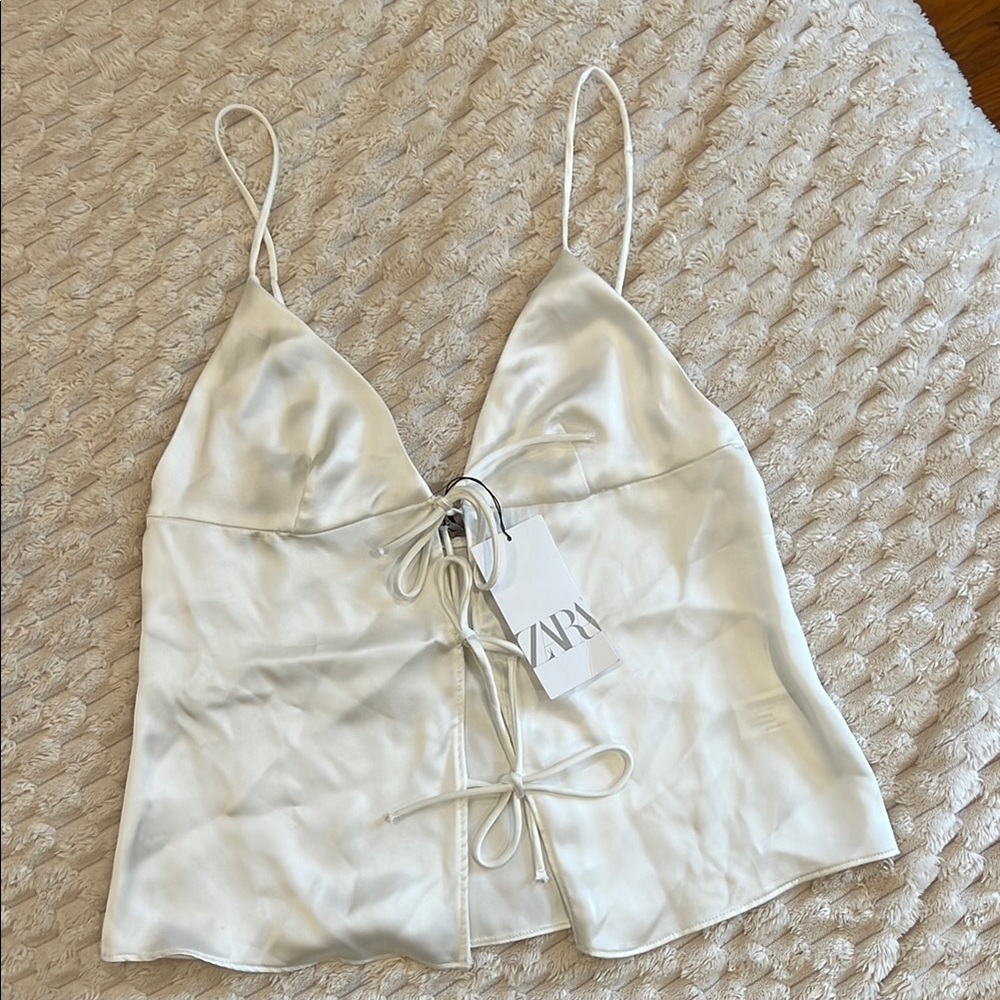 Zara Tie Front satin  Top